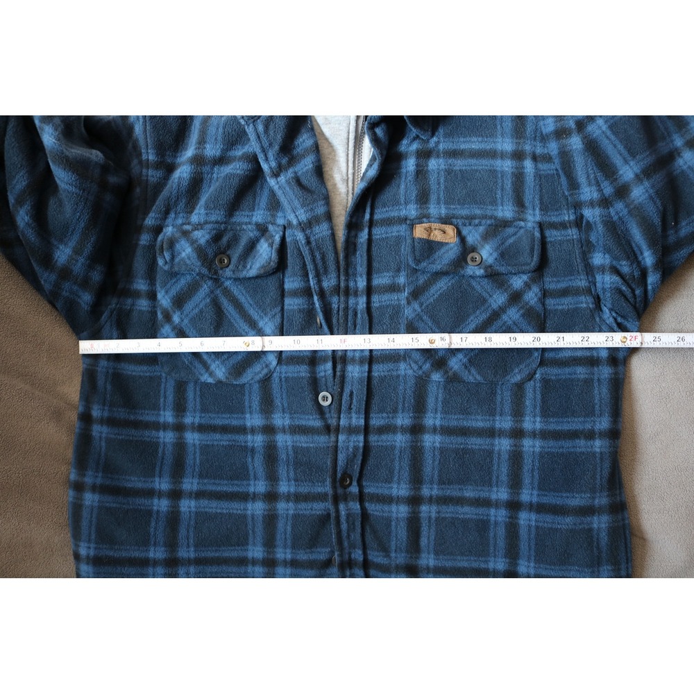 STILLWATER SUPPLY Plaid Jacket Men Large Blue Plaid Hooded Fleece Shacket - Picture 5 of 15